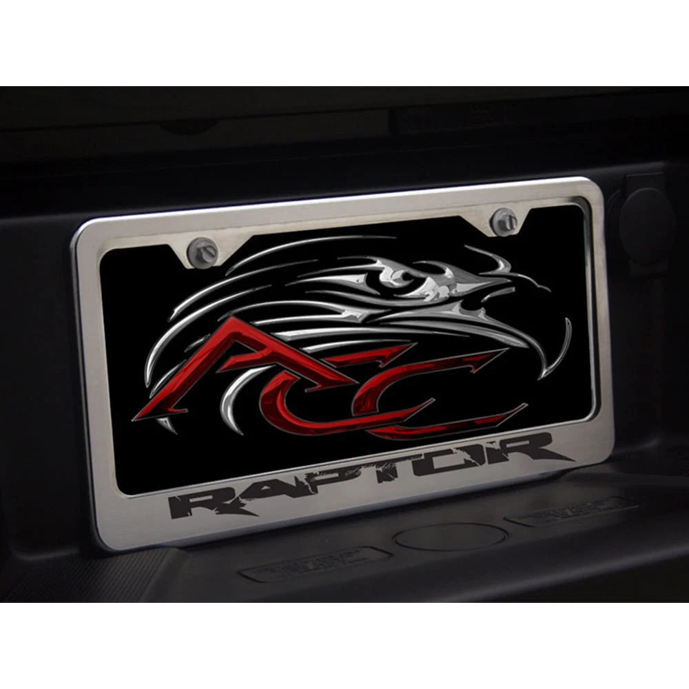 Stainless Steel Plate Frame w/"Raptor" Logo for 2010-2014 Ford F-150 Raptor