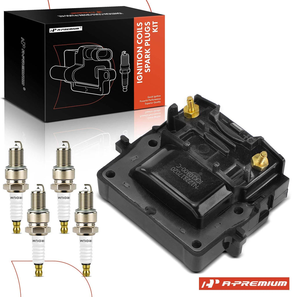 Set of 1 Ignition Coil & 4 Spark Plugs for Toyota Corolla