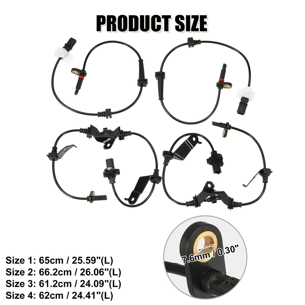 Set of 4 ABS Wheel Speed Sensors for Honda Crosstour (2010–2015)