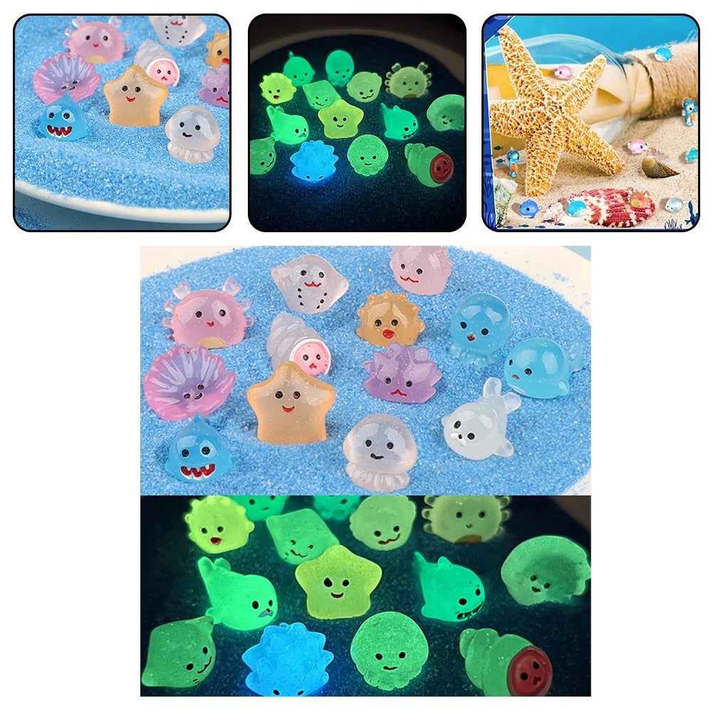 Set of 50 Mini Resin Luminous Sea Creature Figurines