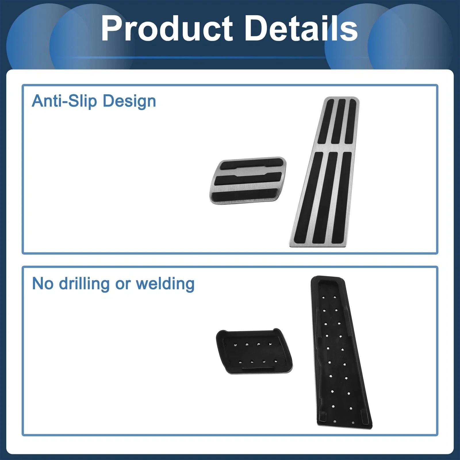 Foot Accelerator Pedal Covers for Porsche 718/911 (2016-2023) - Silver Tone