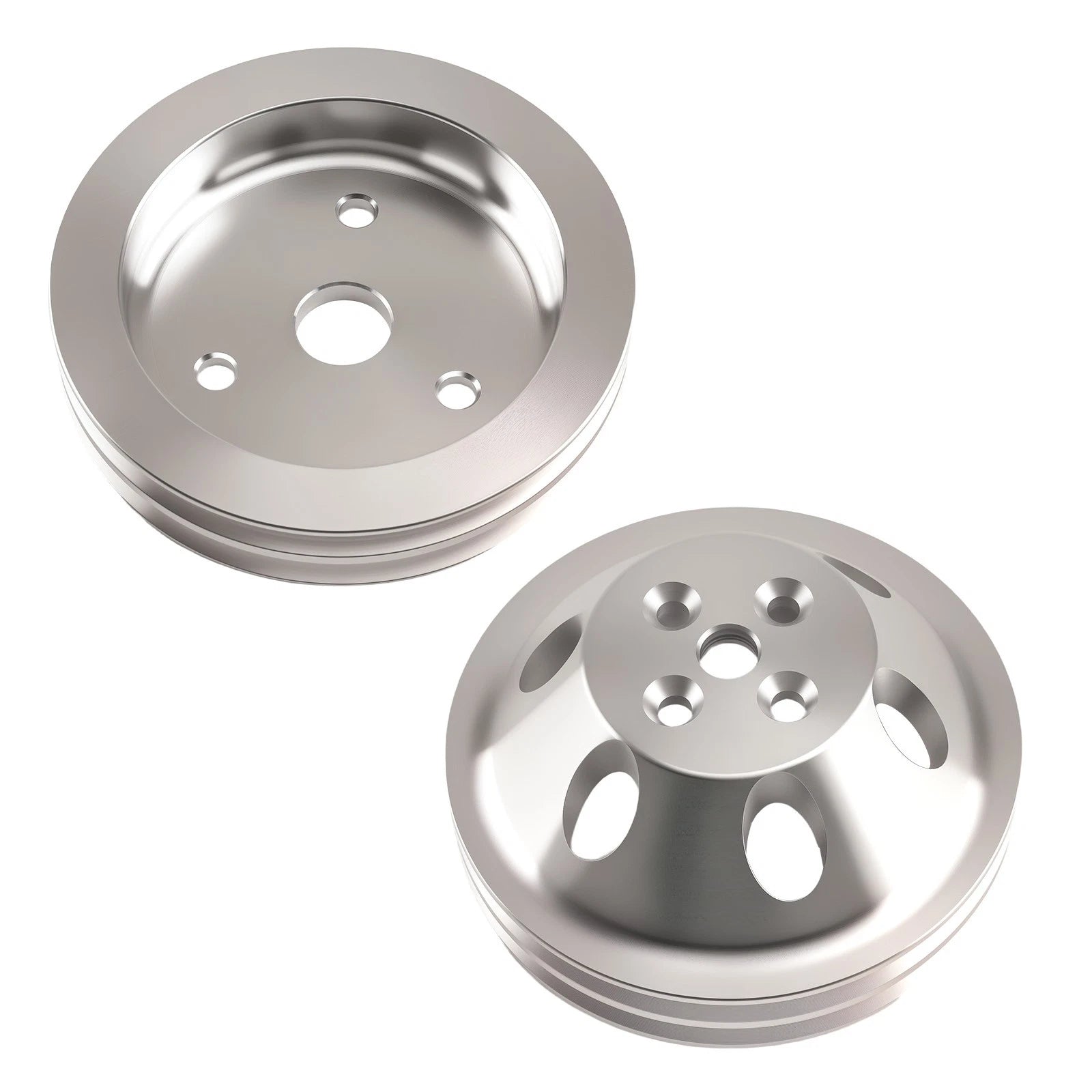 Polished Double Groove Drive Kit for Chevy SBC 283-350 (Short Water Pump) (1968–1984)