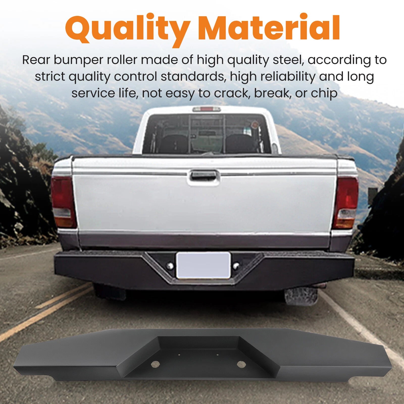 Rear Step Bumper for Ford Ranger (1993–2001, 2011) - Black Steel