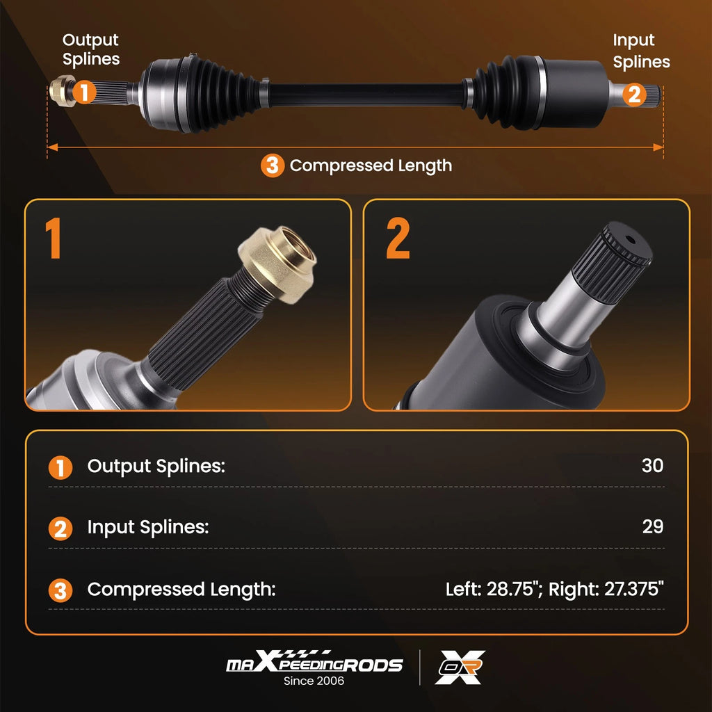 2X CV Axle Shaft for Honda Pilot (2009–2011) Acura MDX (2007–2009)