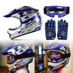Dirt Bike ATV Motocross Helmet Set w/ Gloves & Goggles for Youth (M/L/XL)