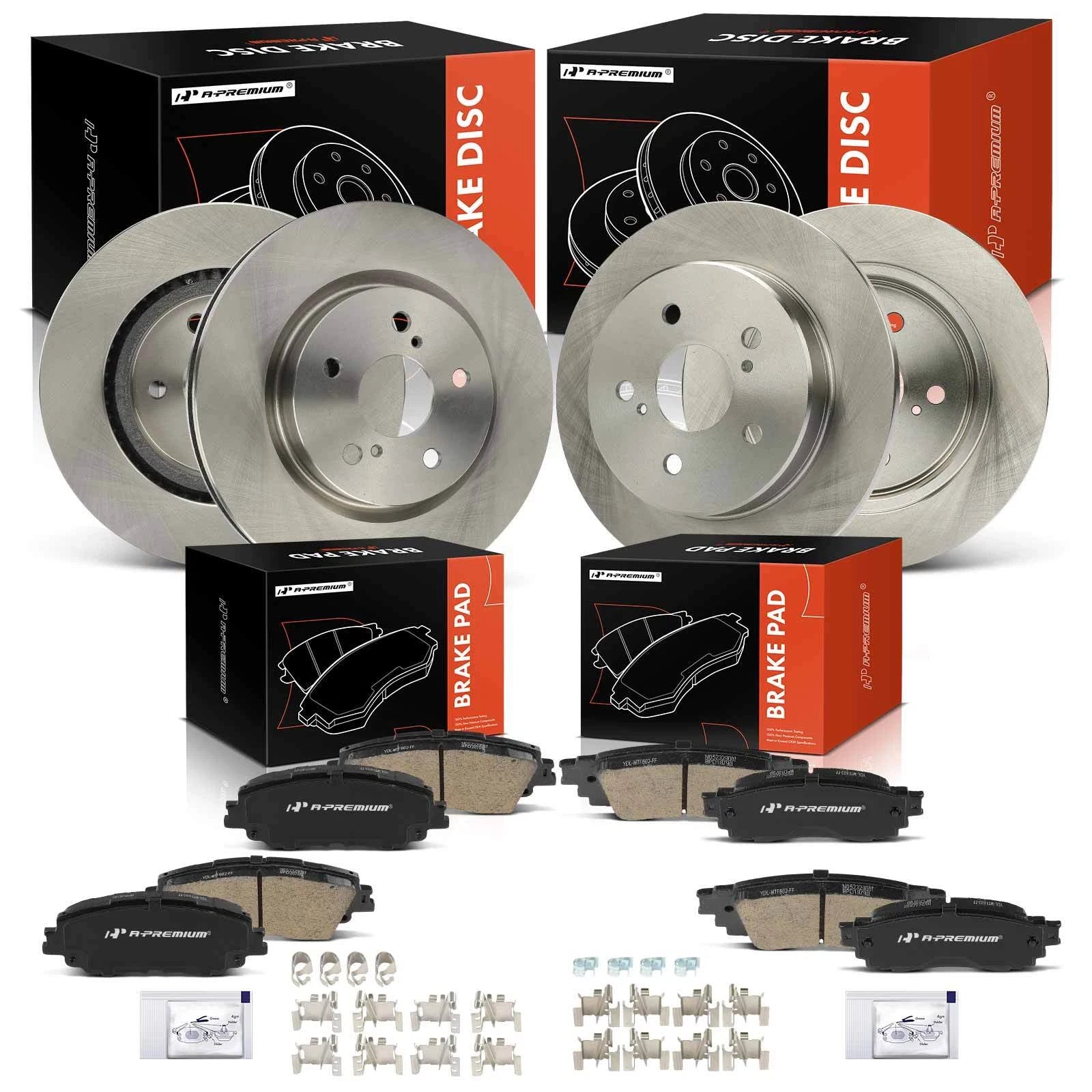 Front & Rear Disc Brake Rotors and Ceramic Pads for Toyota RAV4 (2019–2021)