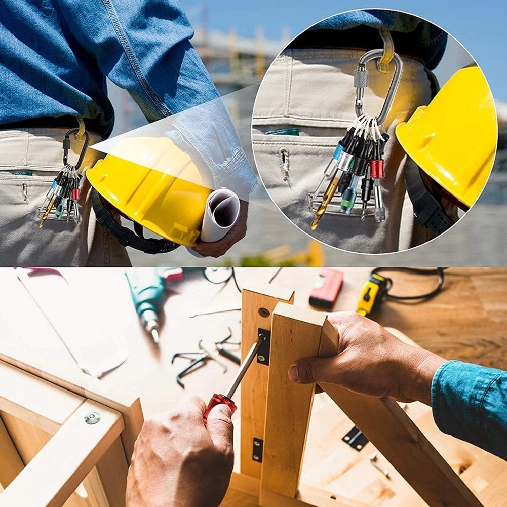 Set of 6 Screwdriver Bit Holders 1/4 Hex Shank Adapter with Carabiner
