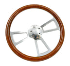 Polished 5 Hole Steering Wheel Dark Wood Wrap for Peterbilt Kenworth (18")