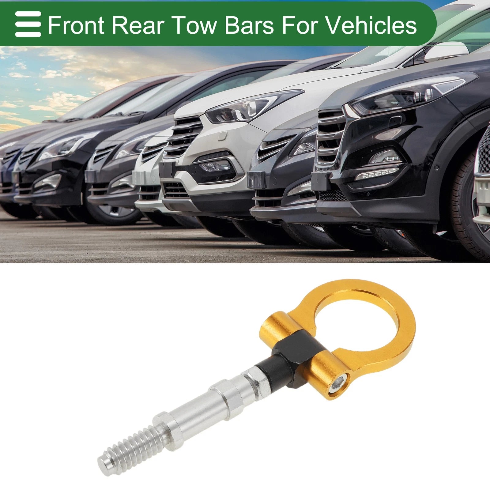 Tow Hook for Volkswagen MK7 (2014–2022) 11mm Aluminum Alloy 122mm Gold Tone