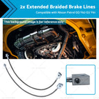 2X Extended Braided Brake Lines for Nissan Patrol GQ GU Y60 Y61 (1988–2007)