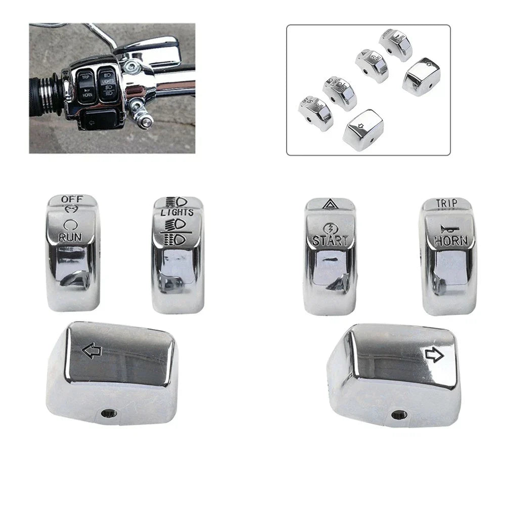 6 x Handlebar Control Switch Caps Chrome for Harley Breakout (2013-2015)