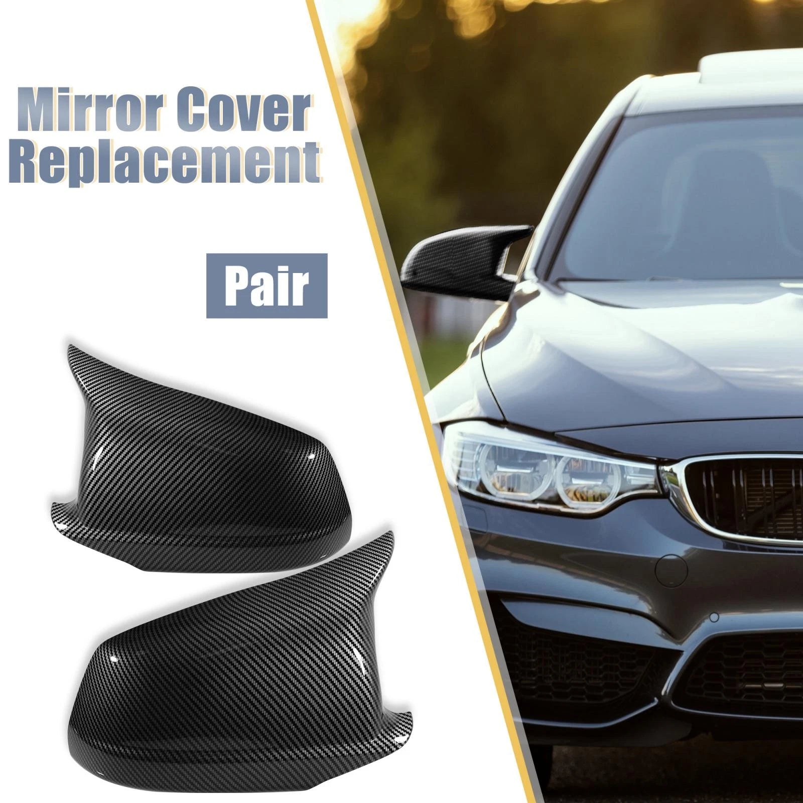 Pair of Carbon Fiber Pattern Rear View Mirror Covers for BMW F10 F11 F18 (2011–2017)