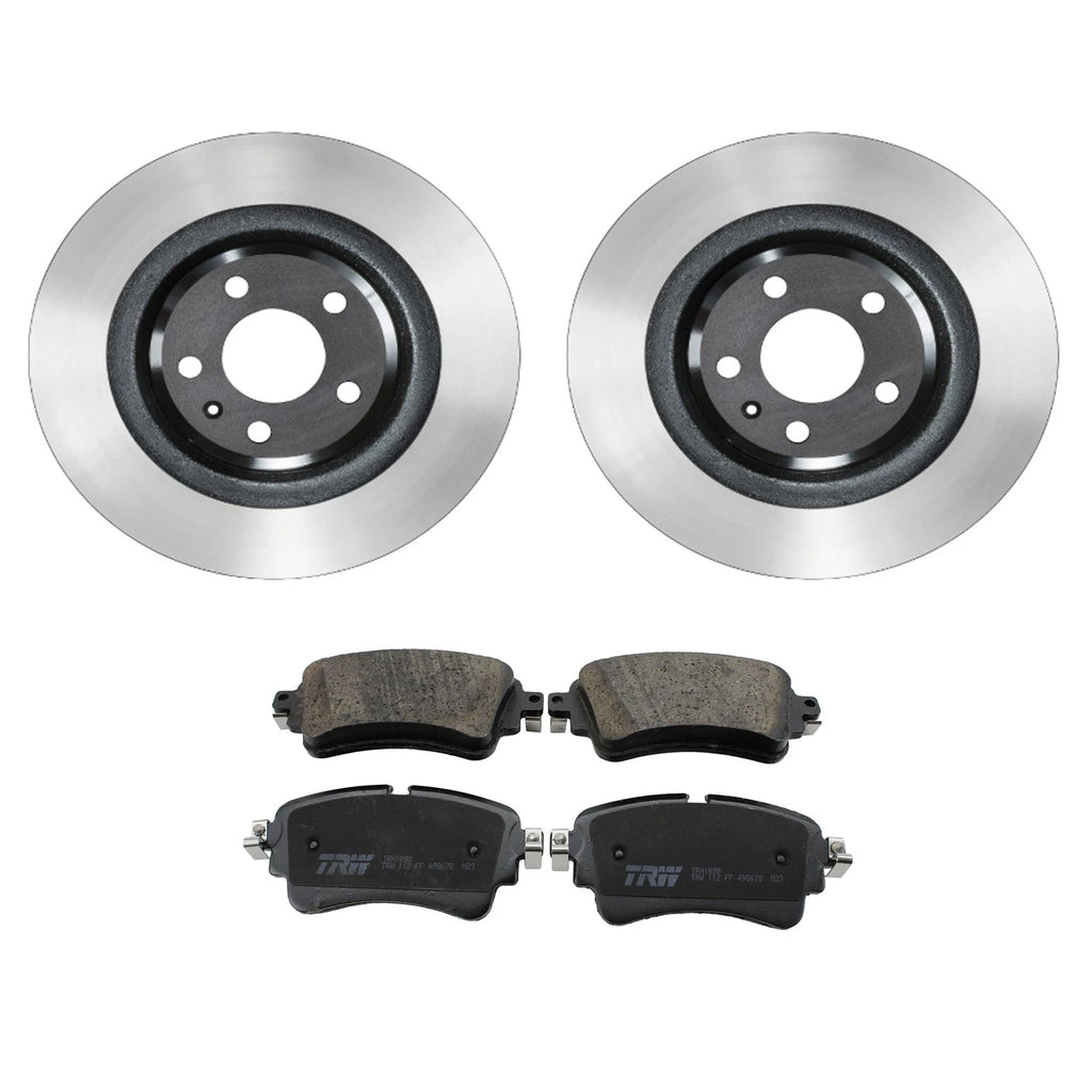 Set of 2 Wagner Rear Rotors & TRW Pro Low-Met Disc Brake Pads for Audi A4 A5 Quattro