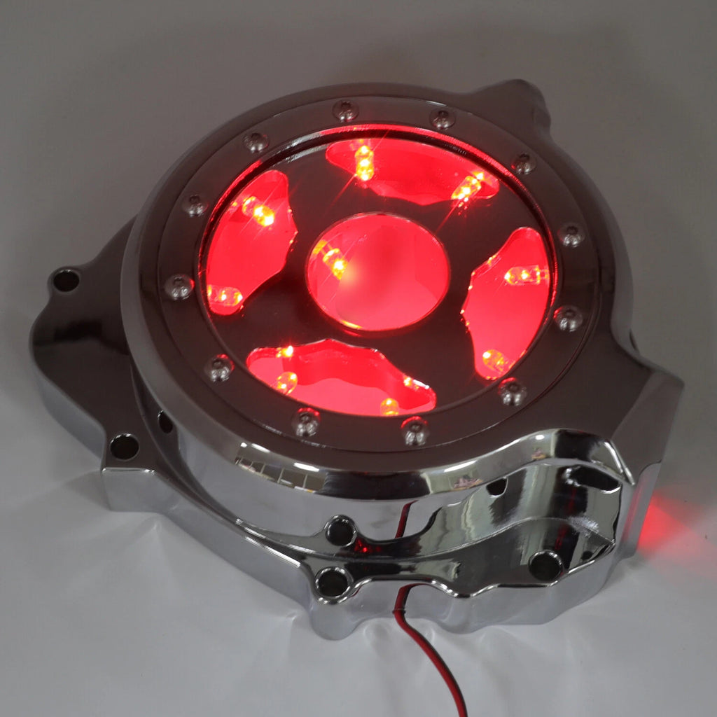 Chrome Left Engine Stator Cover with Red LED for Honda CBR 600RR (2003–2006)