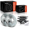 Set of 2 Front Drilled Brake Rotors & Ceramic Pads for Ford Focus (2000–2004)