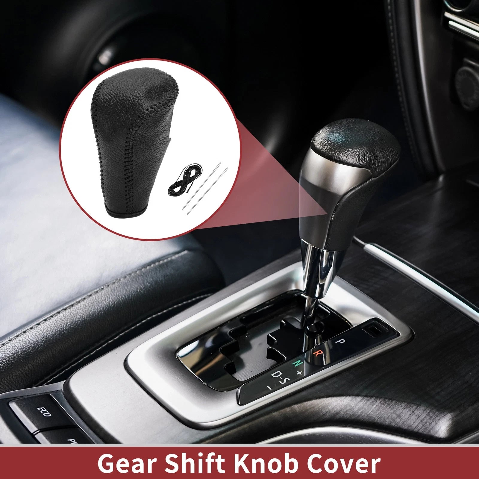 1 Pc Gear Shift Knob Cover for Honda Accord (2008–2012) Pebbled Black Leather