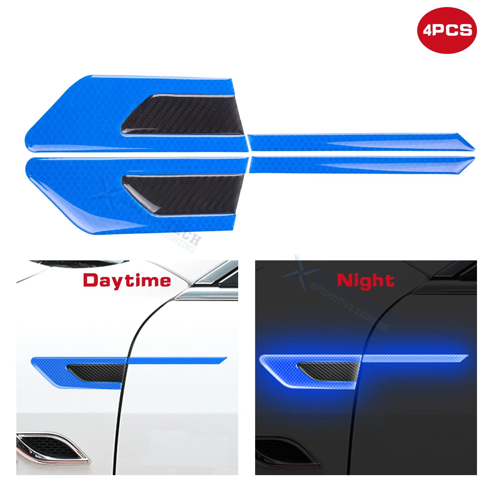 Blue Reflective Carbon Fiber Door Guard for Car Side (2011-2017)
