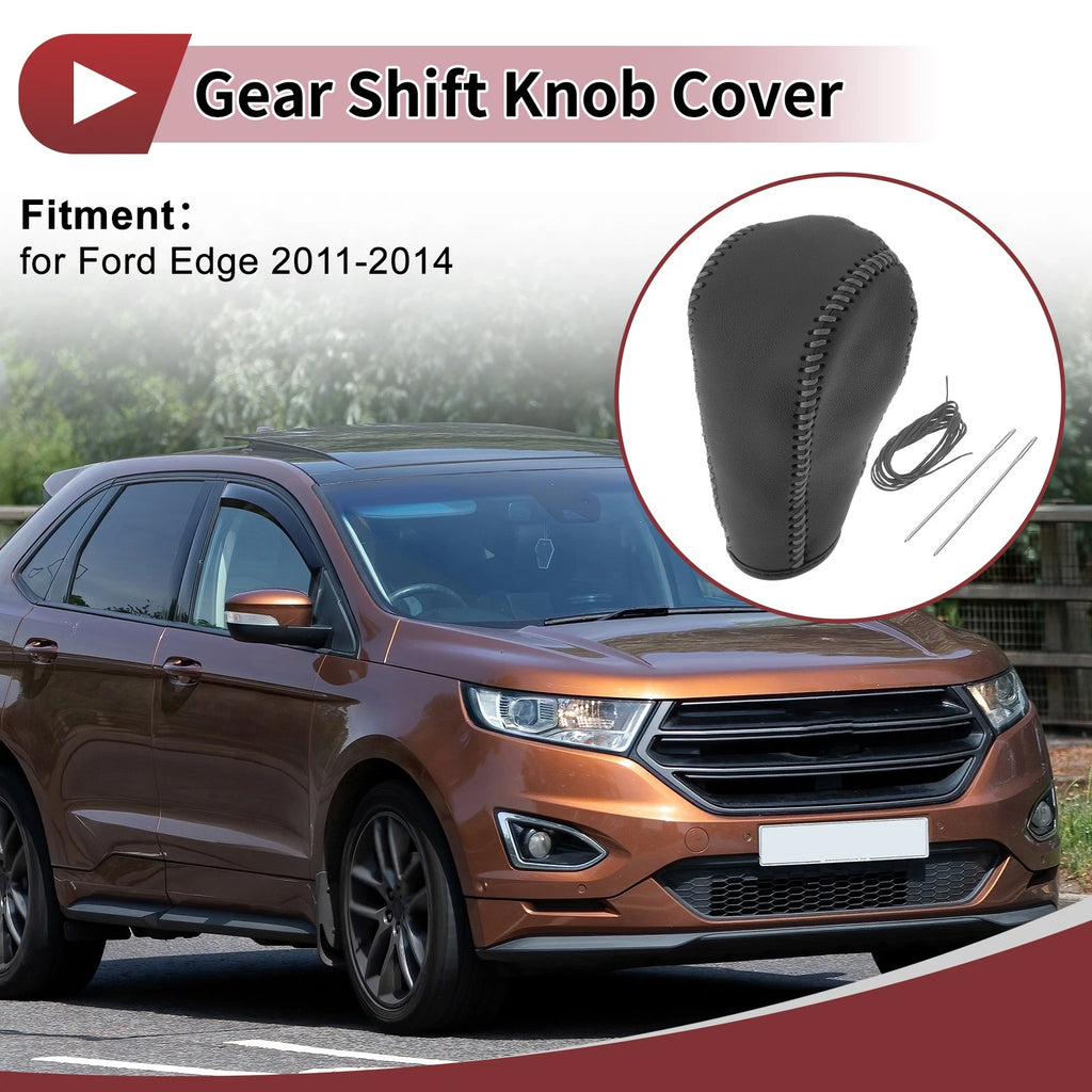 Gear Shift Knob Cover for Ford Edge (2011–2014) Gray Faux Leather