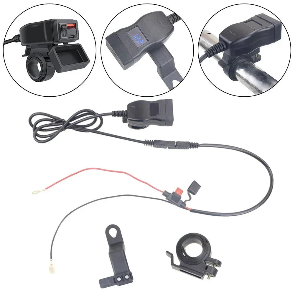 Dual Port Motorcycle USB Charger for 12–24V