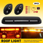 3PC Smoke Amber LED Cab Roof Lights for Chevy Silverado GMC Sierra (2002–2007)