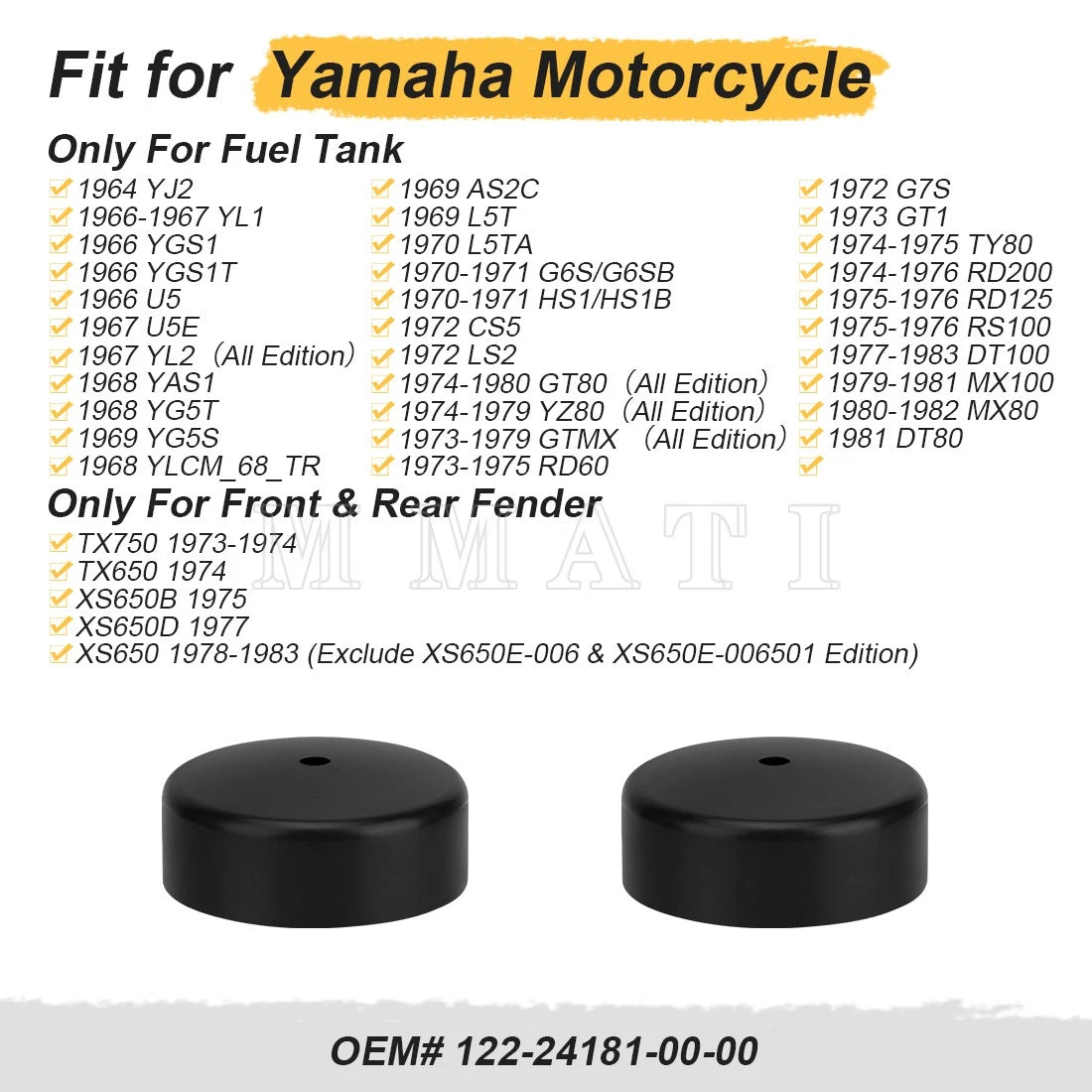 Rubber Grommets for Yamaha RD60 TY80 YZ80 MX100 MX80 (1970–1980)