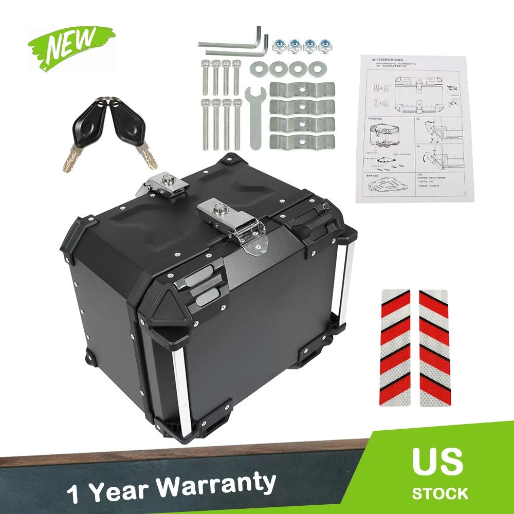 45L Black Motorcycle Top Case for Scooter (Waterproof, Trunk Storage)