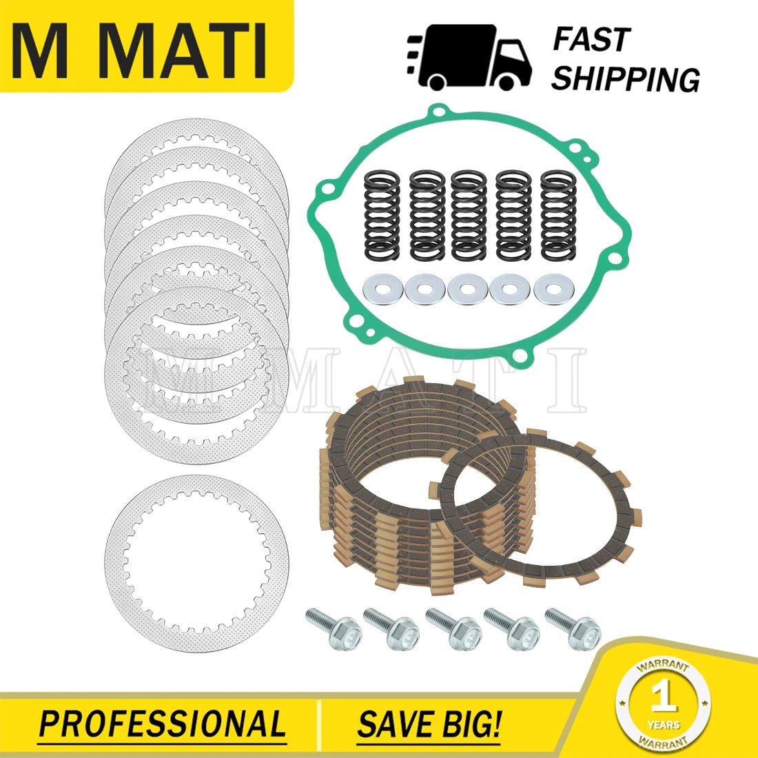 Friction Steel Clutch Discs Plates Springs Gasket Kit for Yamaha YZ125 (1994–2004)