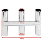 Triple Rod Holder for Boats Yachts Marine Docks (Stainless Steel)