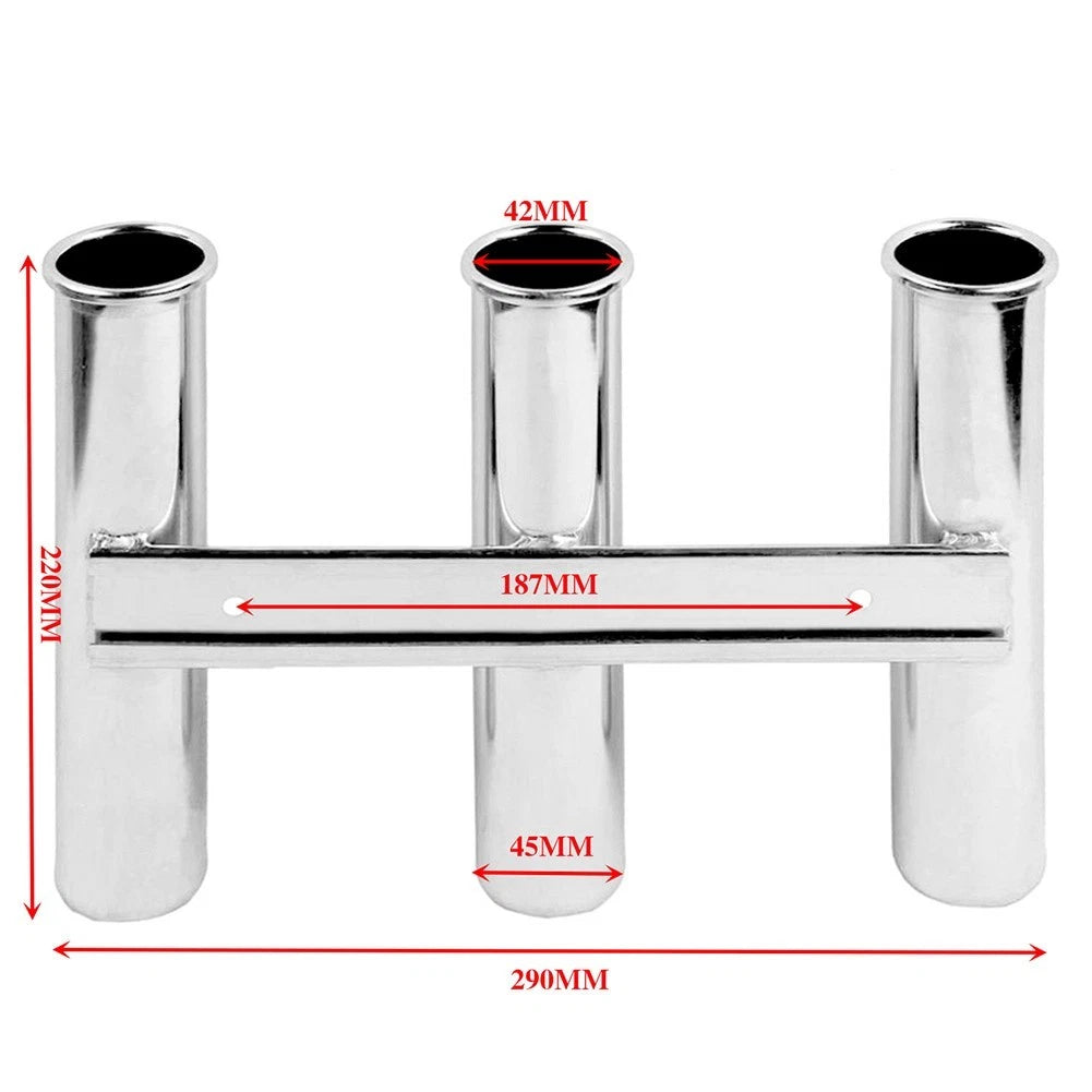 Triple Rod Holder for Boats Yachts Marine Docks (Stainless Steel)