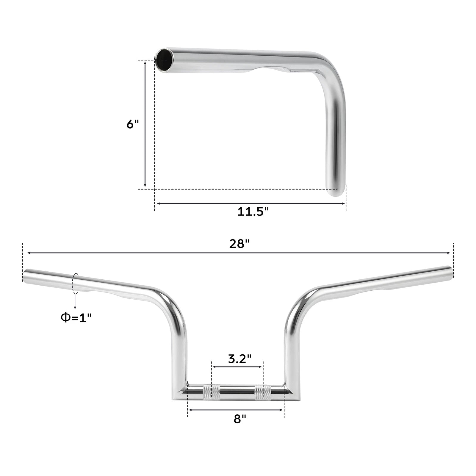 6" Rise Handlebar for Harley Sportster XL 883 1200 (2007–2014) Chrome
