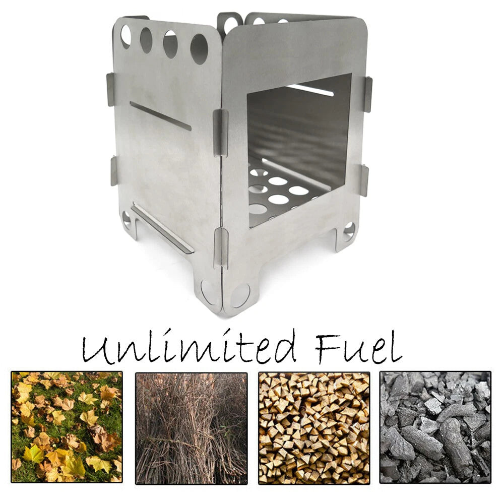 Folding Wood Stove Pocket Alcohol Stove for Camping Backpacking