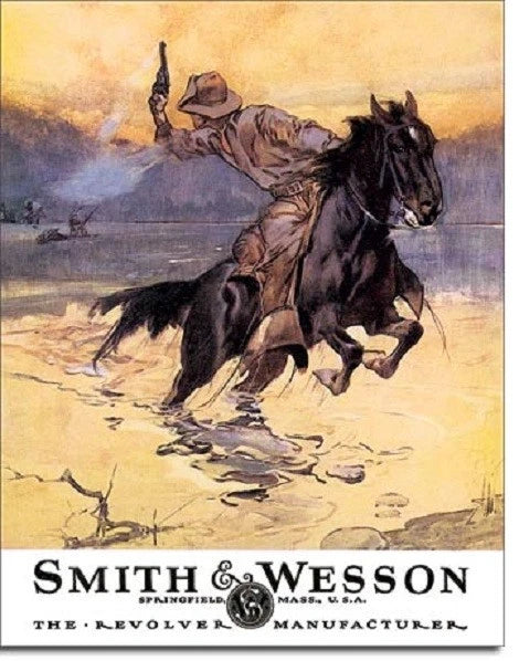Vintage Replica Tin Metal Sign for Smith & Wesson Revolver (1876)