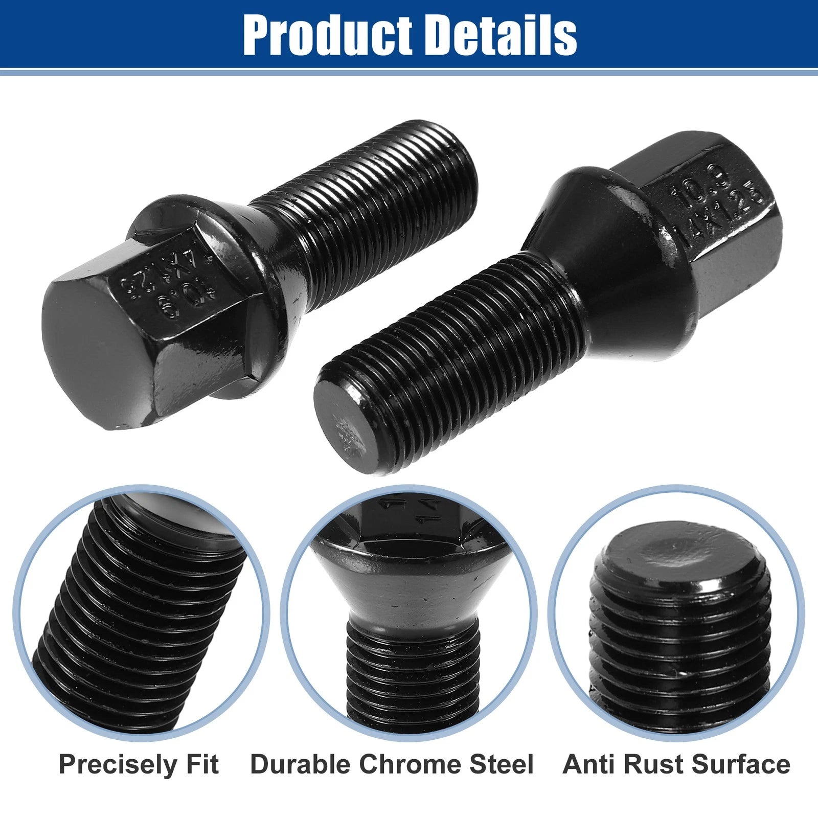 20pcs M14x1.25 Extended Wheel Lug Bolt Conical Seat 28mm for BMW Mini 