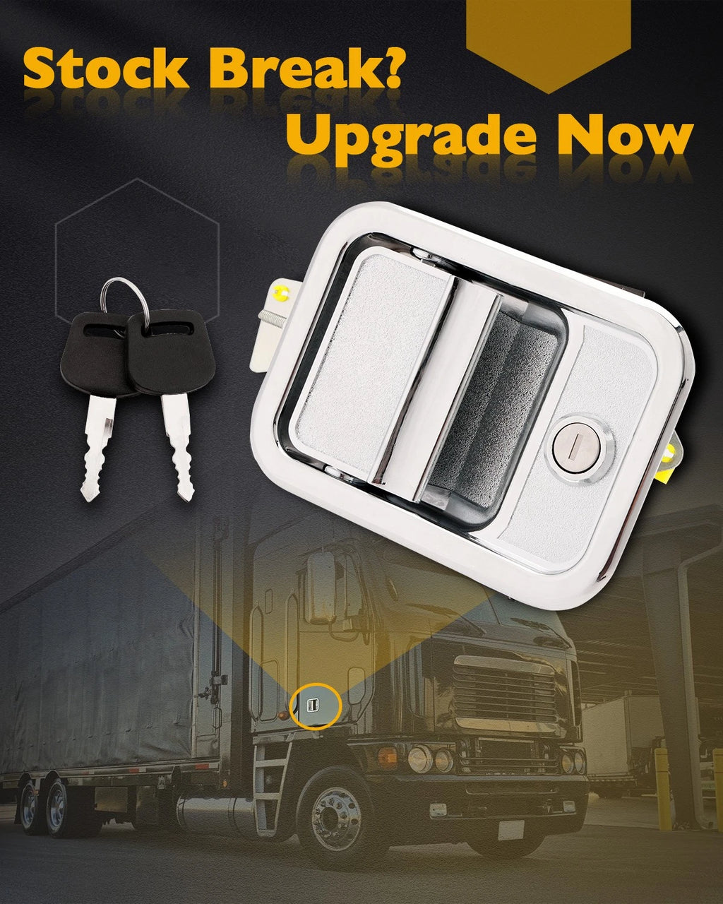 Front Right Exterior Door Handle with Lock Cylinder for Freightliner Columbia (2003-2014)