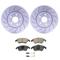 Set of 4 Hella Front Rotors & Akebono EURO Ceramic Pads for W218 CLS400 (2015–2018)