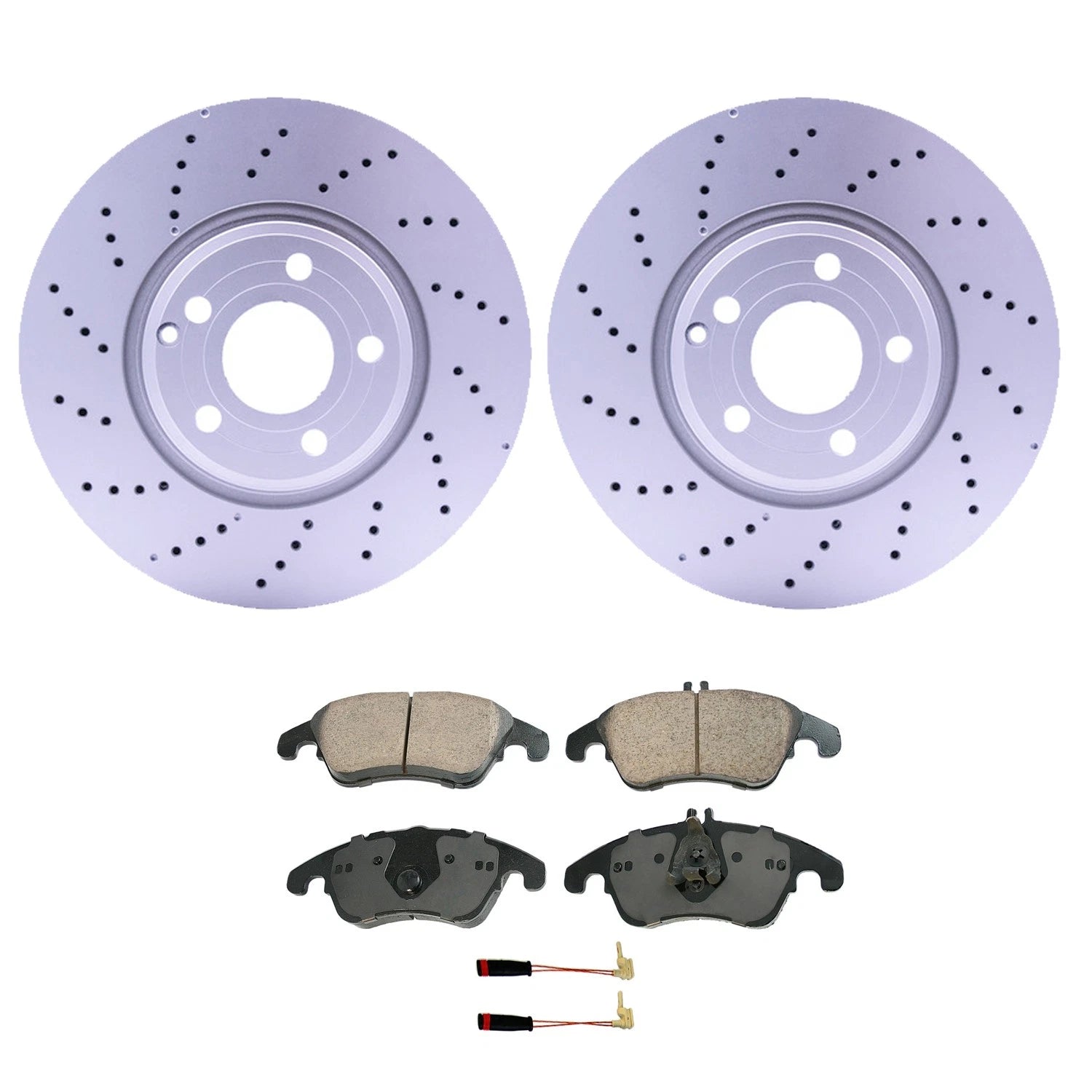 Set of 4 Hella Front Rotors & Akebono EURO Ceramic Pads for W218 CLS400 (2015–2018)