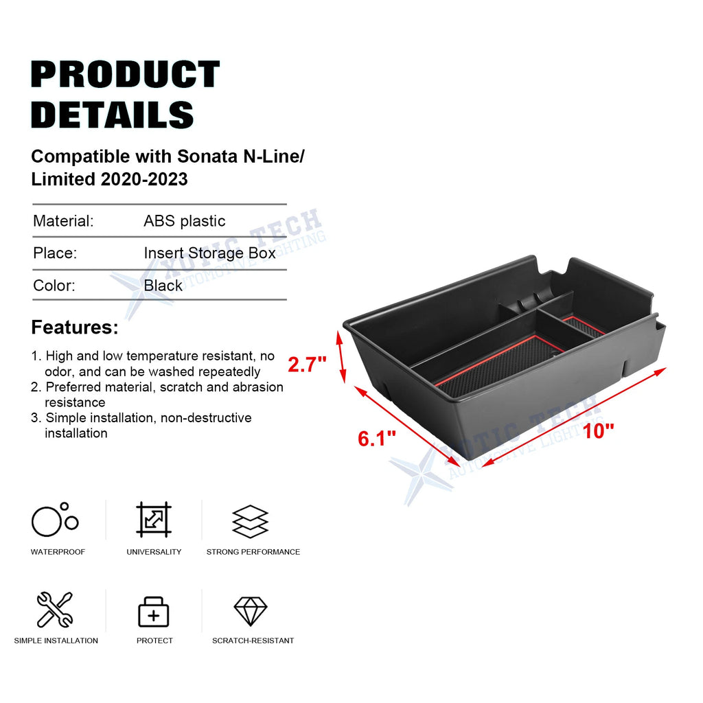 Console Armrest Box Storage Tray Holder for Hyundai Sonata N-Line (2020-2023)