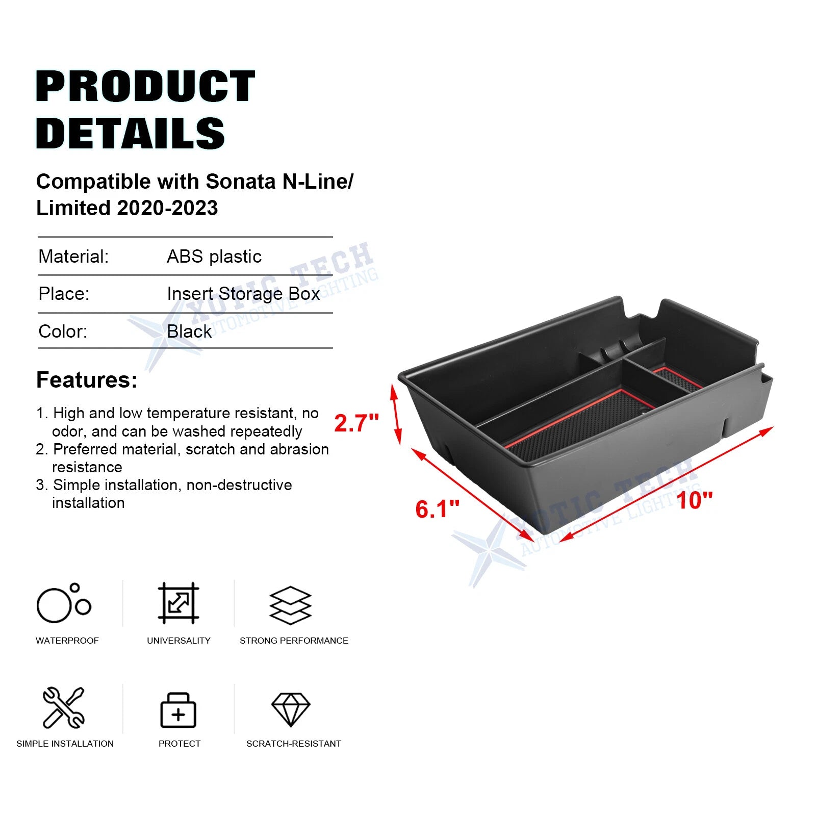 Console Armrest Box Storage Tray Holder for Hyundai Sonata N-Line (2020-2023)