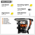 Full LED Headlight for Ford F-150 (2021–2023) Driver Side, Black Bezel