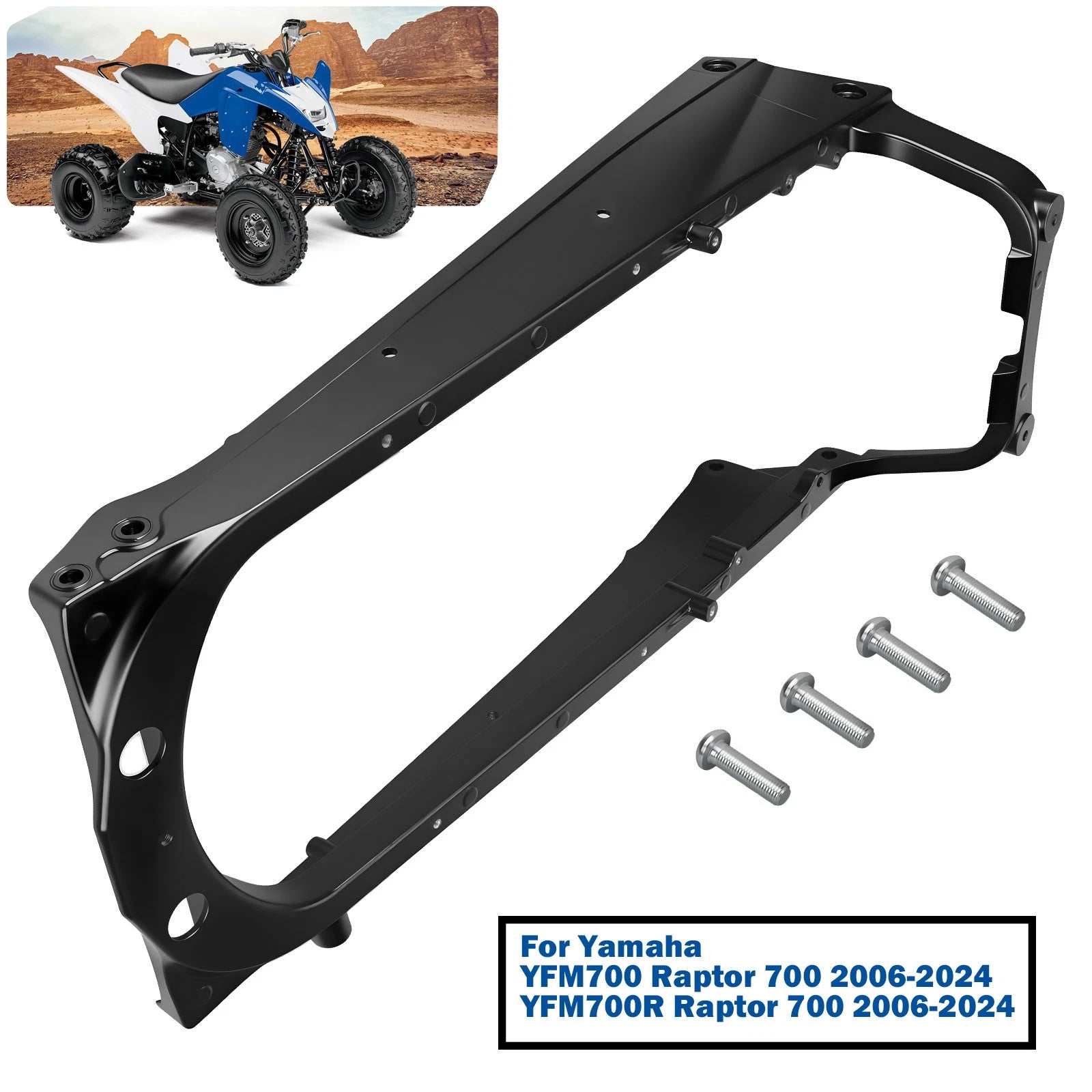 Subframe for Yamaha Raptor 700 700R (2006–2024) Aluminum Black W/ Bolts