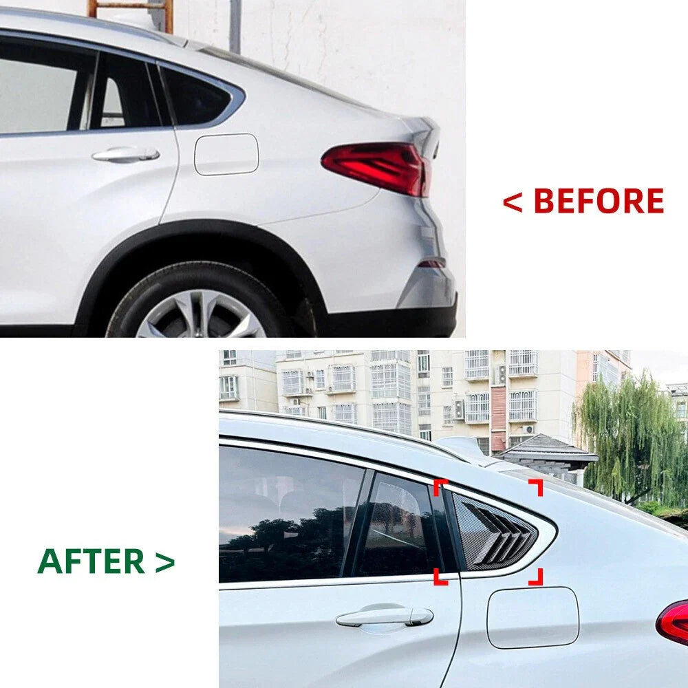 Carbon Style Quarter Window Louvers Shutter Cover Trim for BMW X4 (2014–2018)
