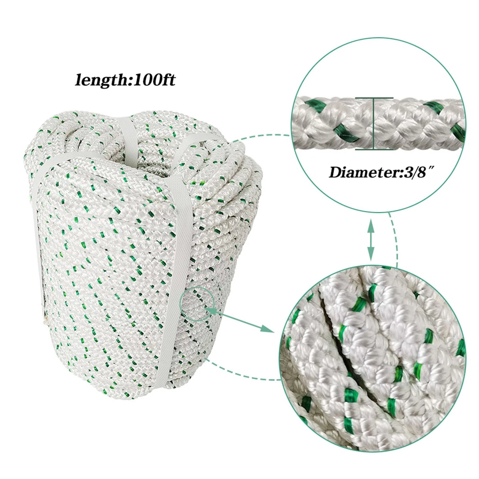 3/8" Heavy Duty Double Braid Polyester Rope Sling (100')
