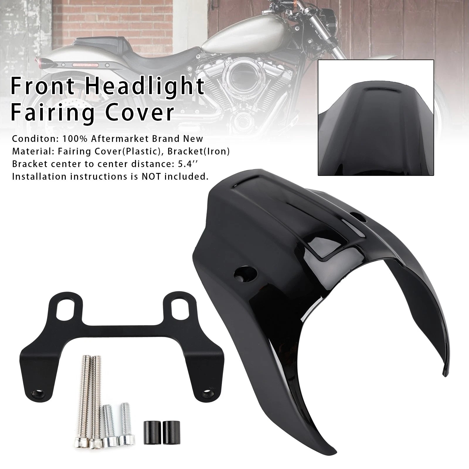 Front Headlight Fairing Cover for Harley Breakout FXBR FXBRS (2018–2024) Black