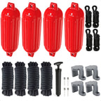 Set of 4 Boat Fenders for (6.5"x23", Red)