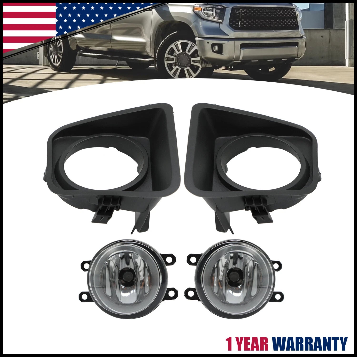 Pair Fog Lights for Toyota Tundra (2014–2021) LH+RH