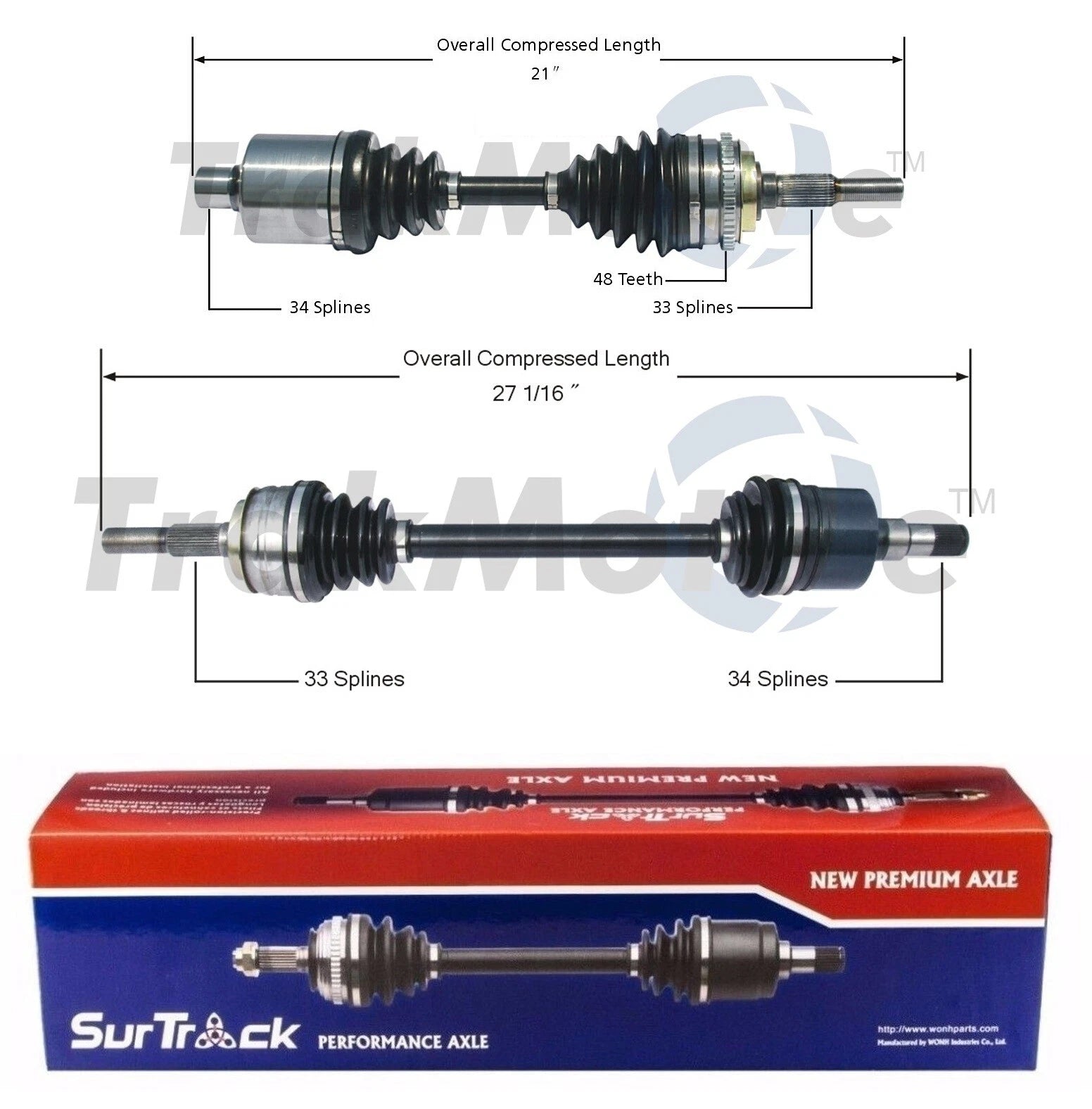 Set of 2 Front CV Axle Shafts for Pontiac Chevy Buick (Std Asp)