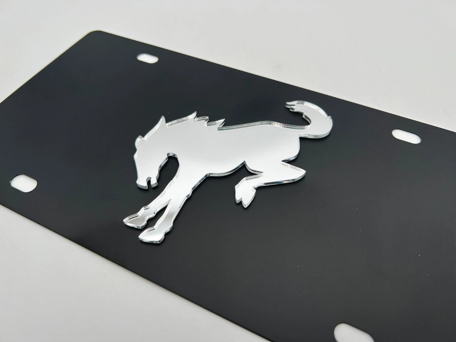 License Plate Frame Premium Black Metal for Ford Bronco Mirror Logo (2021–2024)