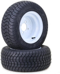 Set of 2 205/50-10 4-Ply Golf Cart Tire Rims w/ 4 Lugs on 4" White