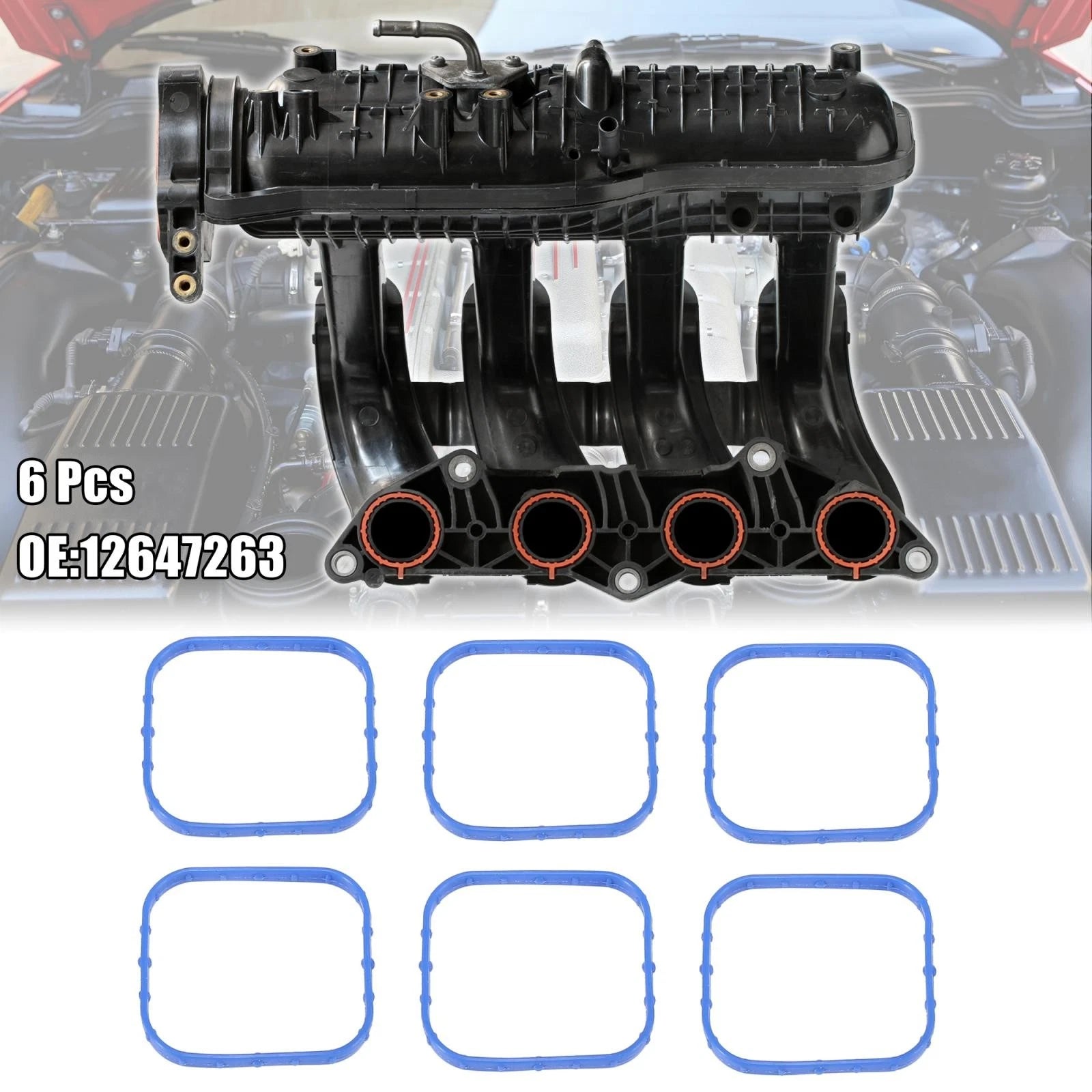 Set of 6 Engine Intake Manifold Gaskets for Chevrolet Cadillac (12647263)
