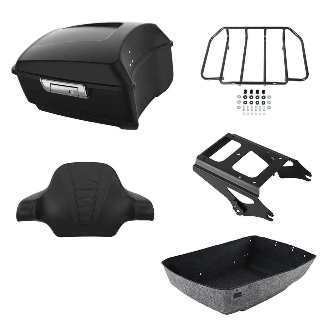 Matte Black Trunk Backrest Rack Mount for Harley Touring Glide (2009–2013)